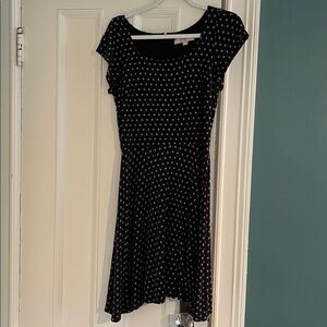 LOFT Black Dress with White Floral Accents